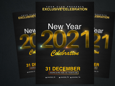 New year party flyer. 2021 branding design flyer flyer design flyer templates flyers templates graphic new year party poster typography