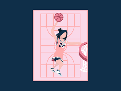 Hello Dribbble! basketball blue court dunk girl pink sporty