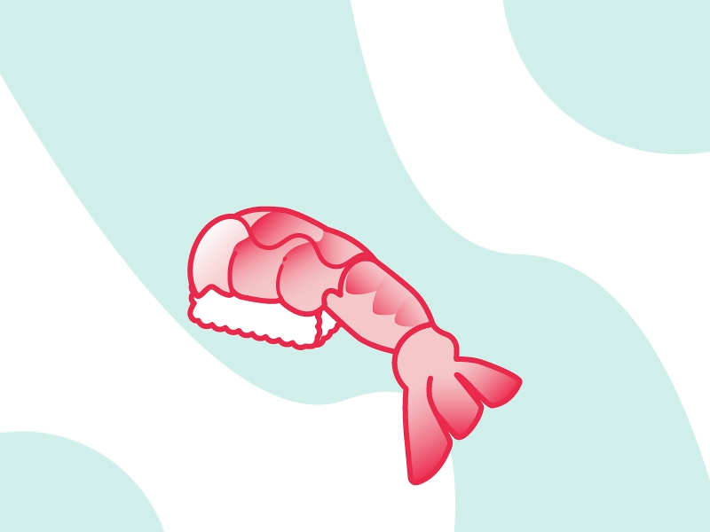 Ebi Swim ebi pink gradient shrimp sushi swimming