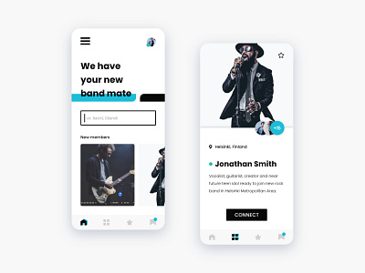 Mobile App UI Concept - Bands and musicians search app