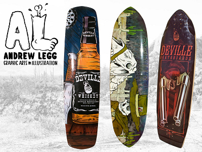 Wild West Series for Deville Skateboards illustration longboard skateboard western