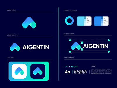 Aigentin Logo branding | A latter logo mark