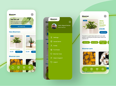 Bloomer plant store web app app design ecommerce mobile modern plant ui ux