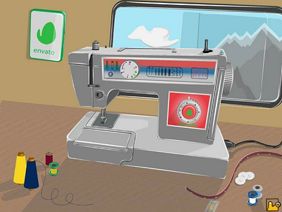 digital graphic sewing Machen art digital graphics drawing illustration machine tailor victor