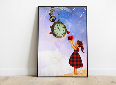 Illusration of A Girl Under Time artwork design illustration poster poster art poster design