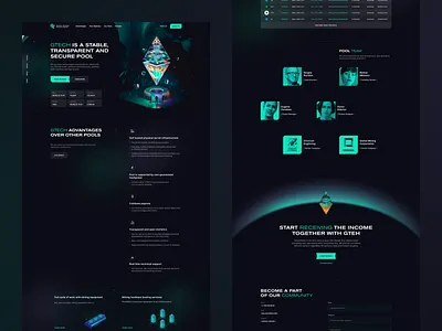 GTECH - Crypto - Mining Pool Website Design crypto design figma gteh mining space ui website