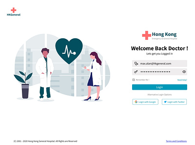 HK General Hospital - Doctor Login Page design doctor login form login page ui web
