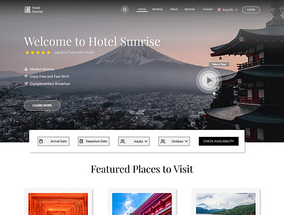 Hotel Sunrise booking app branding hotel hotel app hotel booking ui web web design website website design