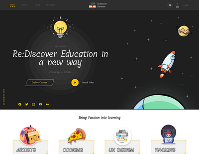 Re:Discover Education | Landing Page design illustrations landingpage uiillustrations uiux uiuxdesign uiuxinspiration