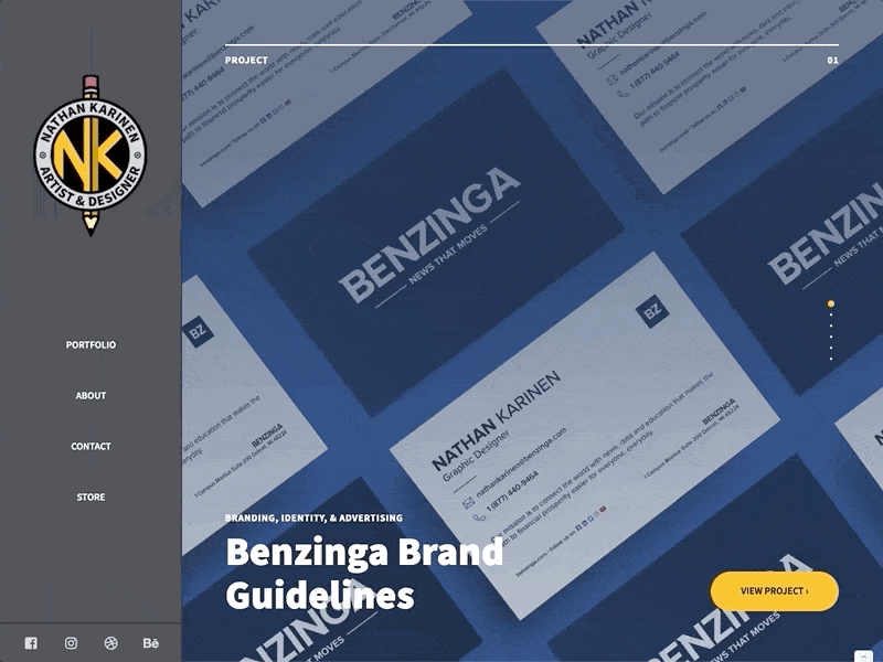 Nathan Karinen Artist & Designer Homepage GIF brand design branding graphic design portfolio portfolio page portfolio site ui uidesign webdesign website websites
