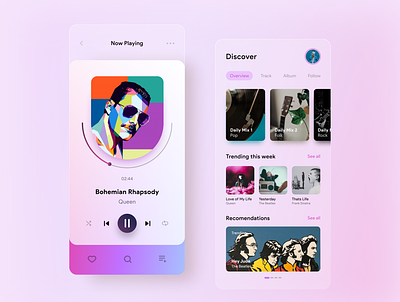 Music Player - UI Design App app app design application design interaction design interface design mobile mobile app music music app product design ui ui design user experience user interface ux