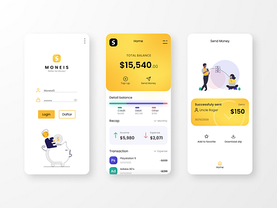 Moneis Money Management App - UI Design Exploration