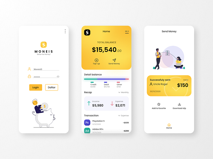 Moneis Money Management App - UI Design Exploration by Putra Arsana on ...