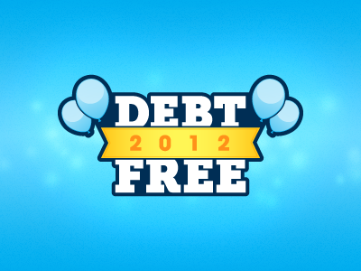Debt Free Logo balloons blue debt logo mark money payoff