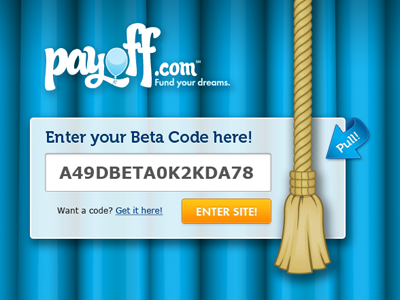 Payoff Beta Splash Screen beta blue form interactive splash screen ui