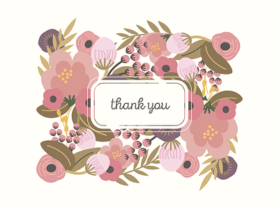 Floral Thank You blank card fall floral flowers foliage garden greeting card illustration notecard thank you vector