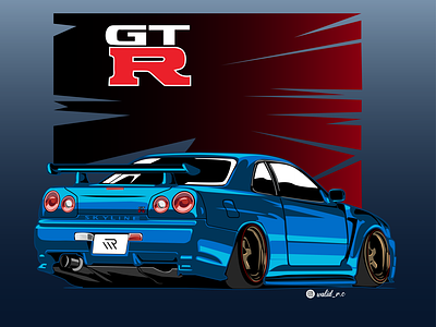 Nissan Skyline GT-R R34 adobe illustrator artwork cars design digitalart graphic design illustration