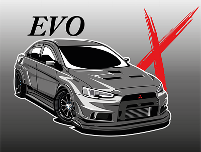 Mitsubishi Lancer Evo X adobe illustrator artwork car lovers cars design digitalart evo x graphic design illustration lancer mitsubishi tuning car virtual tuning