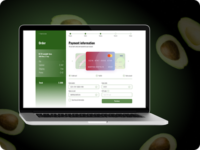 Credit card checkout page for healthy food delivery company 002 challenge checkout page dailyui dailyui 002 design healthyfood payment