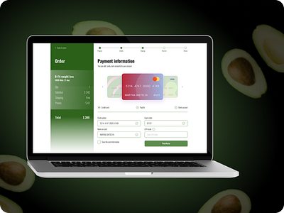 Credit card checkout page for healthy food delivery company