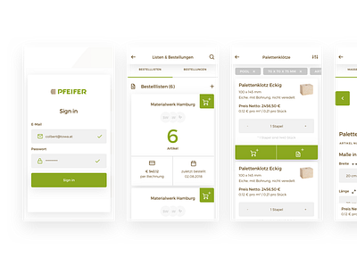 Pfeifer Timber design e commerce industry ordering ui web