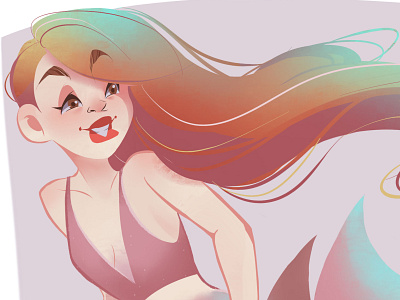 MERMApinko cartoon design digitalart drawing girl illustration mermaid picture pink redhair vector