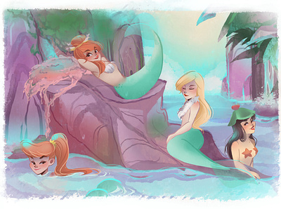 Mermaid Island background cartoon design digitalart drawing illustration island mermaid peter pan photoshop picture