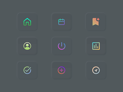 Neumorphism dark design graphics icons illustration minimal new trends vector