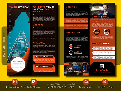 Case study business brochure template A4 size a4 size advert advertisement business clients company corporate digital flyer investment letter letter size