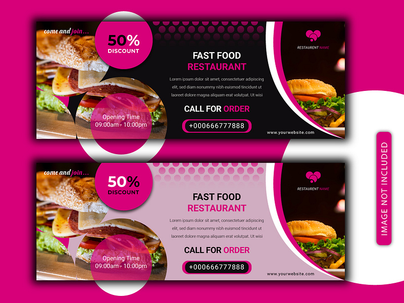 Fast food restaurant banner design template by Graph_Hub on Dribbble