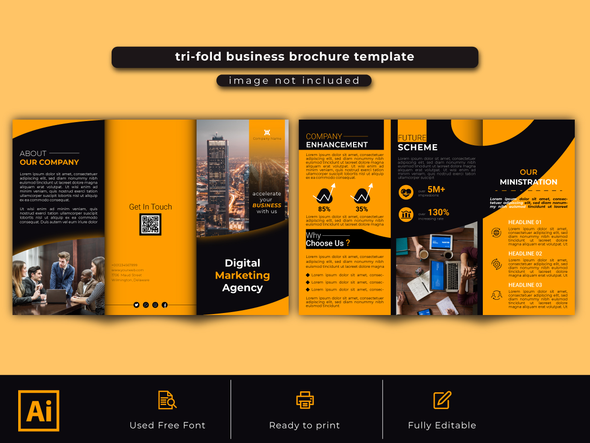 Corporate tri fold business brochure template layout by Graph_Hub on ...