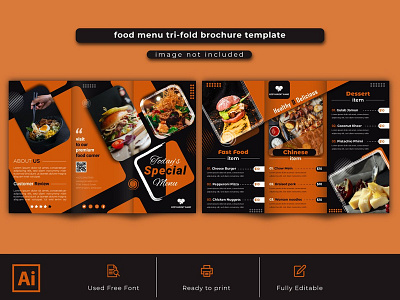 trifold restaurant food menu layout