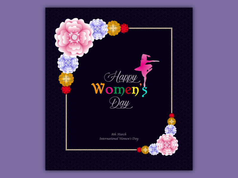 Happy women's day flower frame 8 march 8 march international womens day illustration instagram post instagram story international womens day social social media vector womens womens day