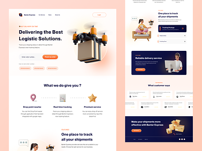 Banter Express Landing Page 3d agency animation app branding delivery service design graphic design illustration landing page landingpages logo motion graphics shipment shipping ui ux web web design website