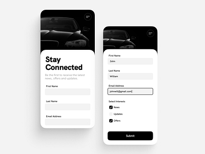 Transportation App - Newsletter Form app car figma input interface mobile newsletter page transportation ui ux white