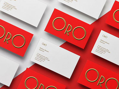 New Minimal Gold and Red Business Cards Design