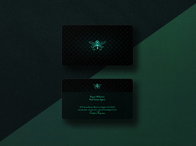 REAL ESTATE LUXURY BUSINESS CARDS DESIGN brand identity business card design graphic design green card luxury card minimal real estate