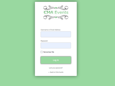 Customised Login Page Cma Events