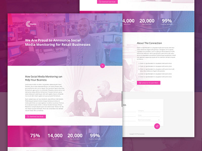 Connection form gradient landing page material design web