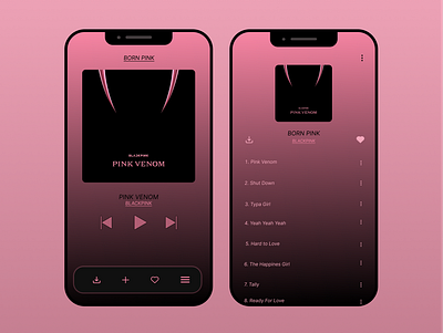 Music Player (BLACKPINK) 1/2 aplication app blackpink kpop kpop app mobile app blackpink ui