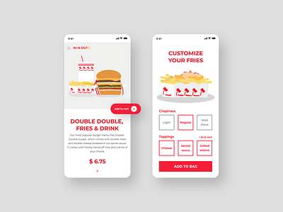 In-N-Out Burger Mobile App food app food icon food illustration graphic design mobile mobile app mobile app design mobile ui