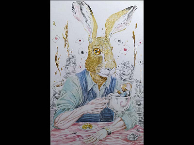 Hare illustration painting traditional art watercolor