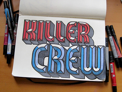 Killer Crew concept drawn hand infographics killer painter sign sketch typography