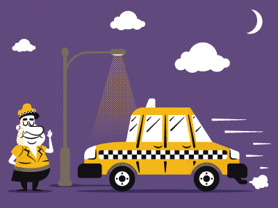 Taxi Guy car cartoon flat halftone illustration minimal modern stockdale taxi taxi cab taxi driver tyler