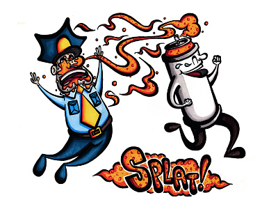 Splat! can characters illustration police sleepy piggies splat spray spray paint tyler stockdale