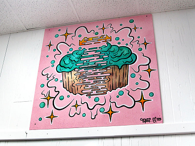 Cupcake Mural aerosol cupcake royale illustration ink marker mural paint tyler stockdale