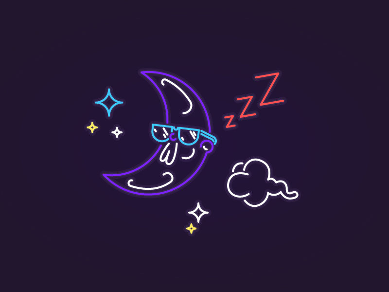 Mr. Moon cloud killer infographics line moon neon sign sleep stars sunglasses tyler stockdale