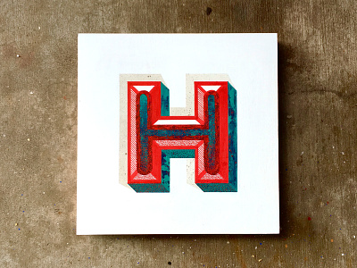 The Letter H acrylic drawn hand illustration lettering stipple tyler stockdale typography watercolor