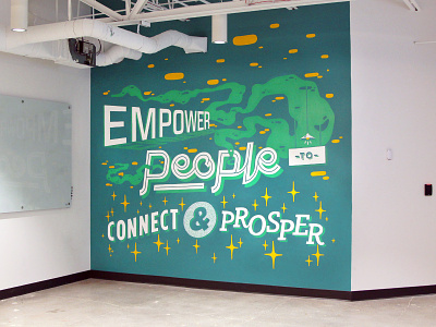 OfferUp | Vision Mural | Production acrylic clouds hand drawn illustration installation lettering mural offerup painting tyler stockdale typography vision statement