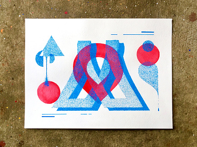 Form & Comp Series - Experiment 1 abstract acrylic drawn geometric hand illustration lettering painting pointalism stipple tyler stockdale typography watercolor